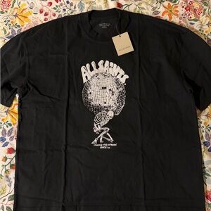 All Saints Black Disco Ball Graphic Tee